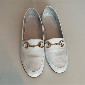 EPOCHE XI Italian white leather loafers gold buckle